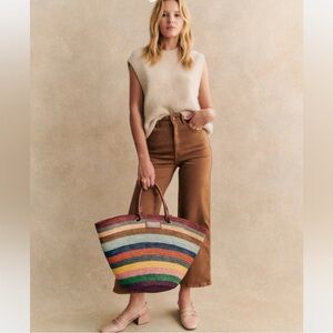 •  Sezane • Women’s Le Crop Jeans Wide Leg Coffee Brown  US 8